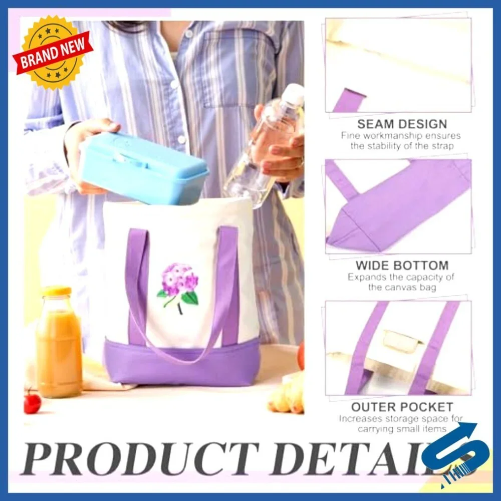 Canvas Tote Bags Reusable Grocery Shopping Pastel Colors Minimal Chic
